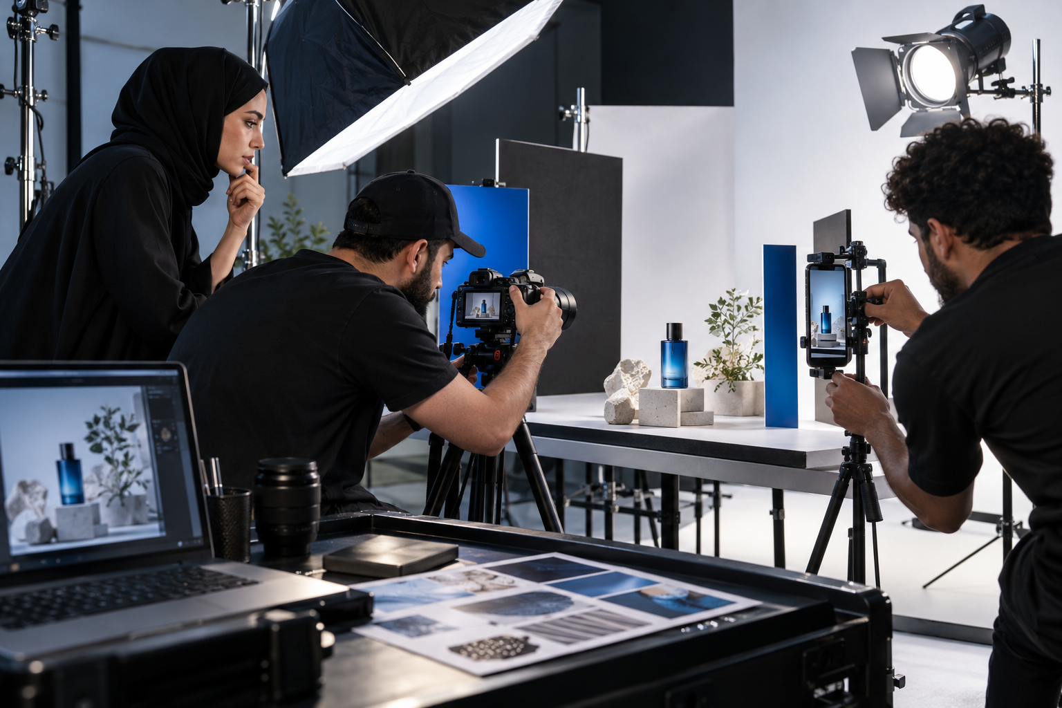 Creative team producing real product content